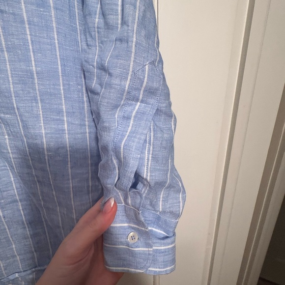 WNU “The Boyfriend” Linen Shirt in Sky Blue ASO Meghan Markle - Picture 9 of 15